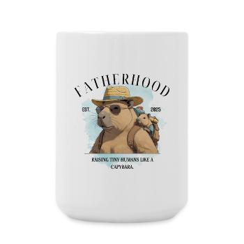 Fatherhood 2025 Raising Tiny Humans Like Capybara - Large Mug 440 ml - white - Front