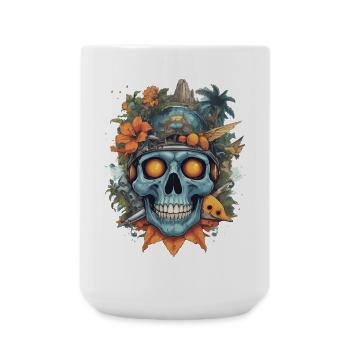 Futuristic skull with nature motifs - Large Mug 440 ml - white - Front