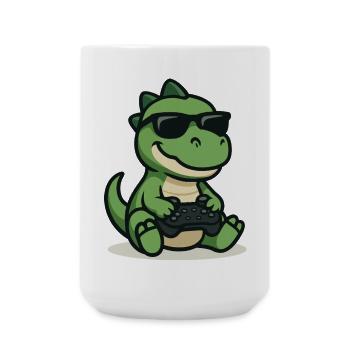 Dino Gamer - Große Tasse 440 ml - Weiß - Vorne