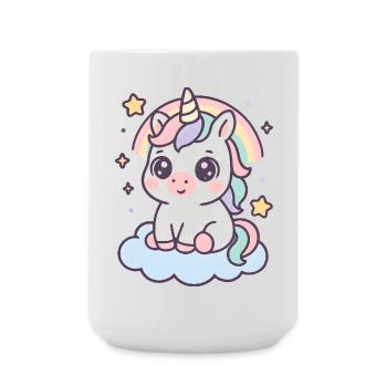 Kawaii Unicorn on Cloud with Rainbow Stars - Large Mug 440 ml - white - Front
