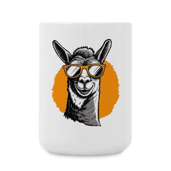 Lama avec lunettes de soleil - Grande tasse 440 ml - blanc - Devant