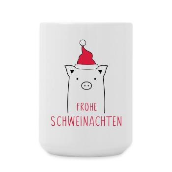 Merry Christmas I Schweinachten pig sow - Large Mug 440 ml - white - Front
