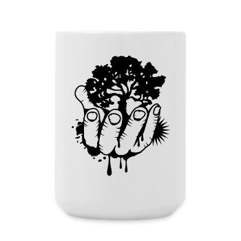 Ein Baum in einer Hand - Große Tasse 440 ml - Weiß - Vorne