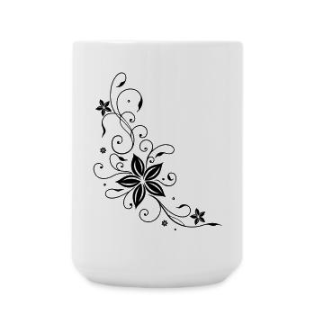 Floral Tribal and Tattoo ornament. - Large Mug 440 ml - white - Front