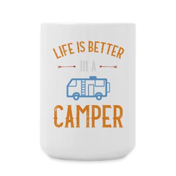 Das Leben ist besser in einem Camper - Große Tasse 440 ml - Weiß - Vorne