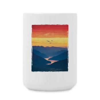 Landscape / Mountains / Sunset / Romantic - Large Mug 440 ml - white - Front