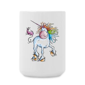 Regenbogen Einhorn - Große Tasse 440 ml - Weiß - Vorne