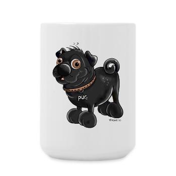 Da kommt ein Mops - Große Tasse 440 ml - Weiß - Vorne