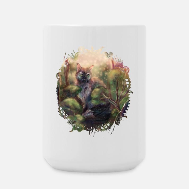Wildkatze im Wald - Große Tasse 440 ml - Weiß