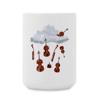 A cloud in the sky full of hanging violins - Large Mug 440 ml - white - Front