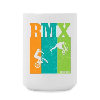 BMX Farbblock Rider Silhouetten - Große Tasse 440 ml - Weiß - Vorne