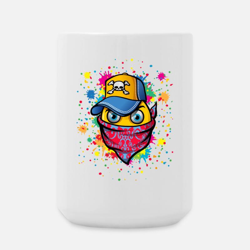 Masque et graffitis - Grande tasse 440 ml - blanc