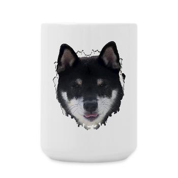 Nacht-Hund Gesichtsdesign - Große Tasse 440 ml - Weiß - Vorne
