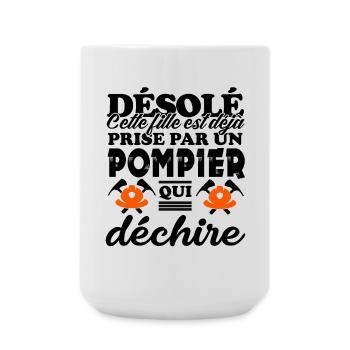 fille prise par un pompier qui déchire - Grande tasse 440 ml - blanc - Devant