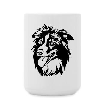 Border Collie Kopf - Große Tasse 440 ml - Weiß - Vorne