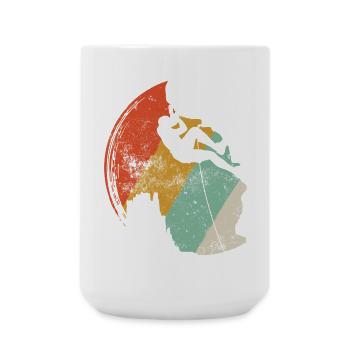 Sunset Surf Silhouette on Retro Arc - Large Mug 440 ml - white - Front