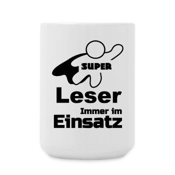 Super Leser Geschenk - Große Tasse 440 ml - Weiß - Vorne