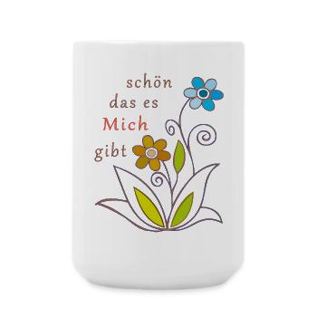 schön das es mich gibt, Blumen - Große Tasse 440 ml - Weiß - Vorne