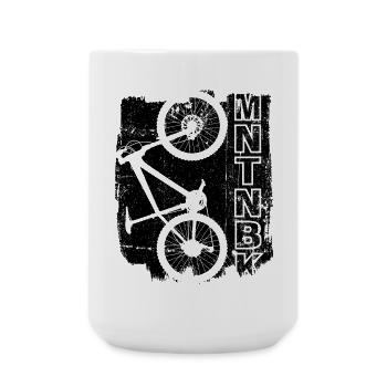 MTNBK Mountainbike Linie Kunst - Große Tasse 440 ml - Weiß - Vorne