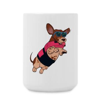 Flying dog in sunglasses - Large Mug 440 ml - white - Front