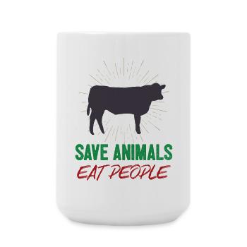 Tiere retten Menschen essen - Große Tasse 440 ml - Weiß - Vorne
