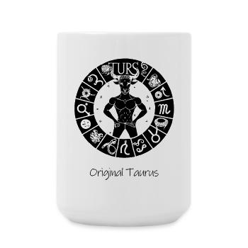 Signe du zodiaque Taureau 001 noir - Grande tasse 440 ml - blanc - Devant
