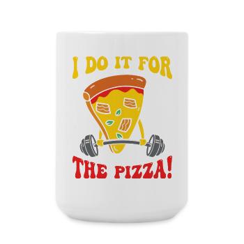 Training nur für Pizza – Fitness Humor Design - Große Tasse 440 ml - Weiß - Vorne