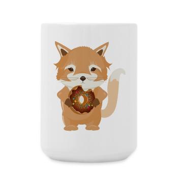 kleiner Fuchs mit leckeren Schokolade Donut - Große Tasse 440 ml - Weiß - Vorne