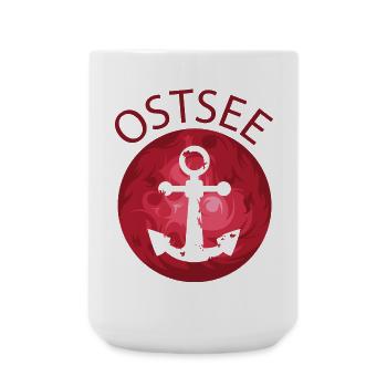 Ostsee See Anker Symbol Sonne Mond Illustration - Große Tasse 440 ml - Weiß - Vorne
