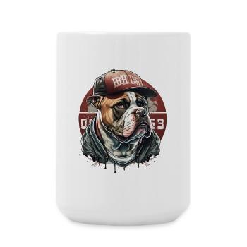 Bouledogue streetwear casquette - Grande tasse 440 ml - blanc - Devant