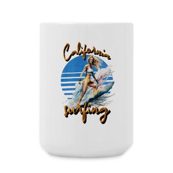 California Surfing Surfer Girl Vintage Sunset - Grande tasse 440 ml - blanc - Devant