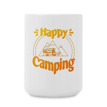 Happy Camping - fröhliches cooles Grafikdesign - Große Tasse 440 ml - Weiß - Vorne