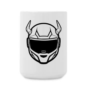 Casque de moto de motocross avec deux cornes - Grande tasse 440 ml - blanc - Devant