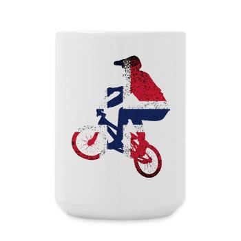 Tri-Flag-Fahrer auf dem Fahrrad - Große Tasse 440 ml - Weiß - Vorne