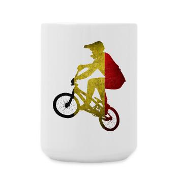 Grunge-Belgischer Flaggenradfahrer - Große Tasse 440 ml - Weiß - Vorne