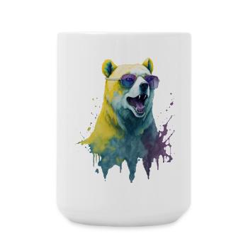 cooler Eisbär mit Sonnenbrille, Portrait - Große Tasse 440 ml - Weiß - Vorne