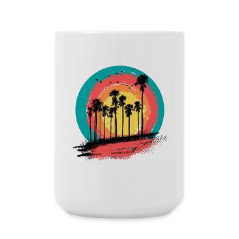 Palmen Sonnenuntergang Sommerurlaub - Große Tasse 440 ml - Weiß - Vorne