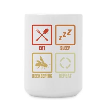 Eat Sleep Beekeeping Repeat - Große Tasse 440 ml - Weiß - Vorne