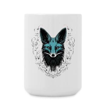 Mystischer Fuchs Türkis Waldtier Tattoo Look - Große Tasse 440 ml - Weiß - Vorne