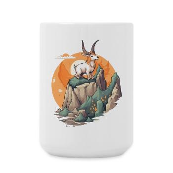Gardening friend goat on mountain top - Large Mug 440 ml - white - Front