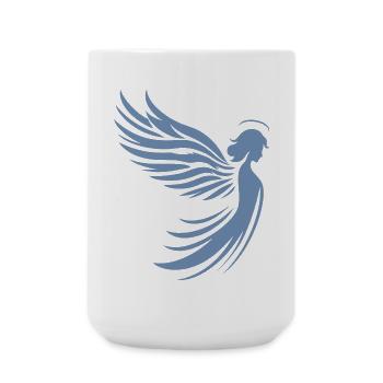 Ein Engel mit Flügel und Heiligenschein Silhouette - Große Tasse 440 ml - Weiß - Vorne