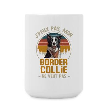 Humour border collie Retro - Grande tasse 440 ml - blanc - Devant