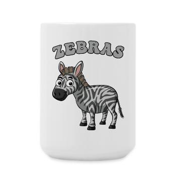 Zebra Pop Art Karikatur auf Schwarz - Große Tasse 440 ml - Weiß - Vorne