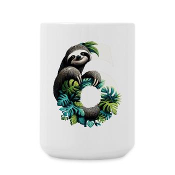 6 Year Old Sloth 6th Birthday Gift - Large Mug 440 ml - white - Front