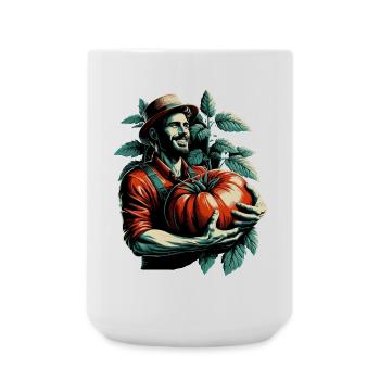 Tomate XXL groß Mann glücklich Geschenk - Große Tasse 440 ml - Weiß - Vorne