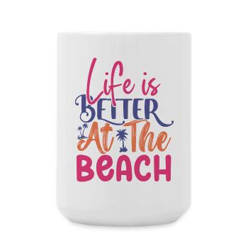 Am Strand lässt es sich besser leben - Große Tasse 440 ml - Weiß - Vorne