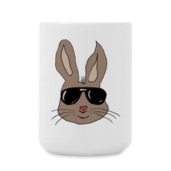 Hase mit Sonnenbrille Herznase - Große Tasse 440 ml - Weiß - Vorne