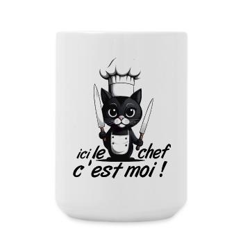 ici le chef c'est moi ! humour chat chef cuisine - Grande tasse 440 ml - blanc - Devant