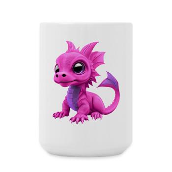 Baby Drache Pink | Niedlicher pinker Babydrache - Große Tasse 440 ml - Weiß - Vorne