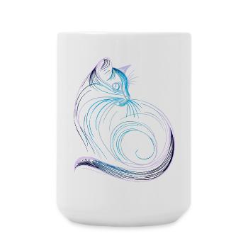Minimalistischer Farbverlauf im Katzenstil blau - Große Tasse 440 ml - Weiß - Vorne